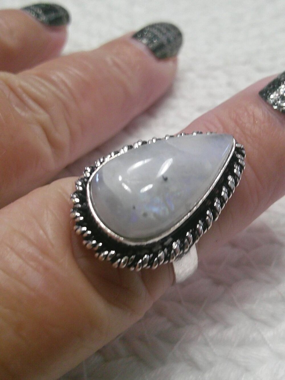 Gorgeous RAINBOW MOONSTONE Handmade Sterling 925 Ring Size 9.25 #457F